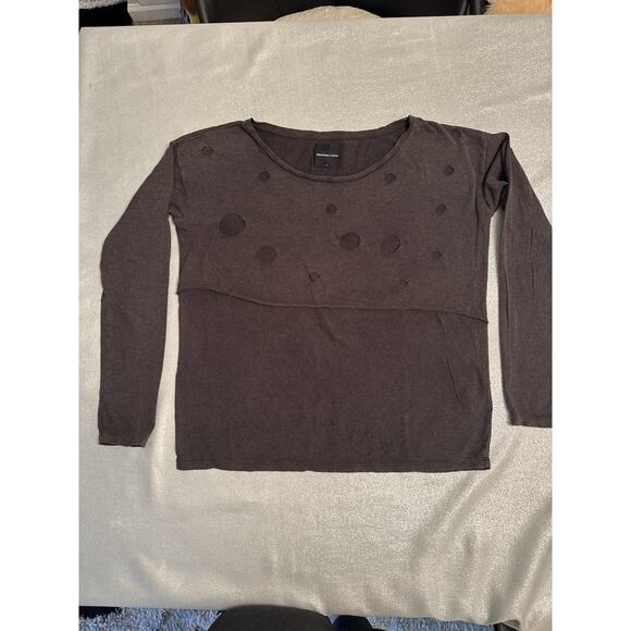 American Retro Grunge Long Sleeve Shirt Cut Outs Brown Gray US Medium/Large Boxy - Picture 1 of 6